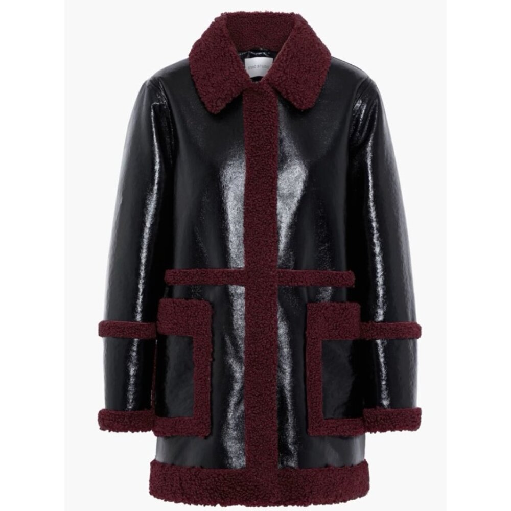 Vegan leather parka Stand Studio Burgundy size 34 FR in Vegan leather
